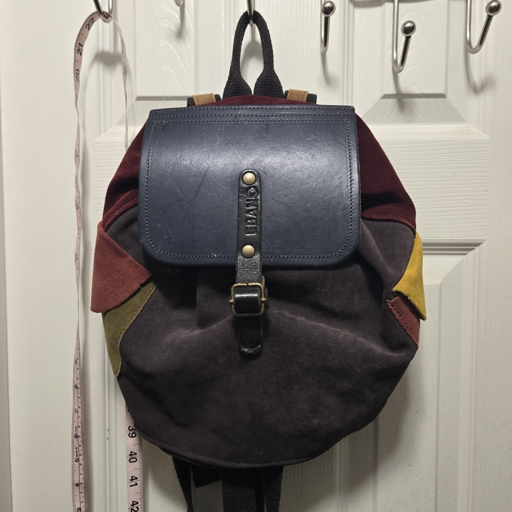 Suede leather patchwork multicolour backpack bag - image 1